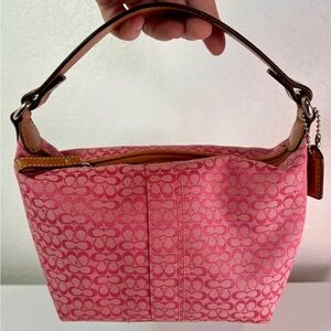 Vintage Petit COACH Pink Signature jacquard Baguette Top Handle